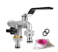 Connettore da giardino in rame massiccio con doppie prese d'acqua, kit rubinetto per orticoltura da 1/2 pollici in ottone per irrigazione, lavaggio auto e lavatrice, rosso (nero)