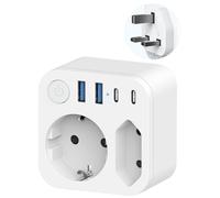 Connettore da viaggio da Francia a Regno Unito con 4 prese USB (2 USB C)