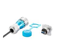 Connettore dati impermeabile USB3.0 con attacco a baionetta da 1/4, in metallo, con IP68, for montaggio a pannello USB con cavo da 0,5 m(Plug Socket(0.5m))