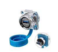 Connettore dati impermeabile USB3.0 con attacco a baionetta da 1/4, in metallo, con IP68, for montaggio a pannello USB con cavo da 0,5 m(Socket only)
