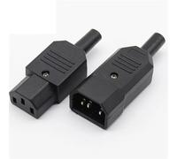 Connettore di alimentazione ripetibile combinato maschio e femmina IEC 320 C13 nero, presa a 3 pin, 10 A/250 V, 2 pezzi