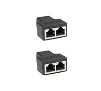 Connettore di Rete Rj45 a Tre Vie, 2 Pezzi, Plastico Nero | Trasforma una Presa Rj45 in Due Uscite, Pratico per Ufficio e Casa, Set da Due Pezzi