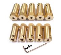 Connettore d'ottone del giunto di accoppiamento de Adattatore for manicotto del connettore del motore CNC da 3-8 mm, giunto for albero rigido esagonale in ottone da 10 pezzi(6MM bore)