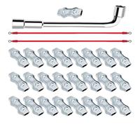 Connettore elettrico in Polyseil M5, set da 25 pezzi, con chiave inglese, per recinzioni agricole, allevamento di bestiame | acciaio/PE 0,6 pollici