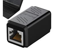 Connettore Ethernet - Connettore nero femmina-femmina nell'accoppiatore di linea | Estensore Ethernet accoppiatore RJ45, adattatore di estensione cavo Ethernet per Cat7, Cat6, Cat5e, Cat5