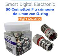 Connettore F maschio a crimpare con O-ring per cavi antenna da 5 mm 50pz.