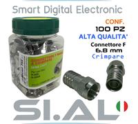 Connettore F maschio a crimpare per cavi da Ø 6,4-7 mm alta qualità MicroTek 100