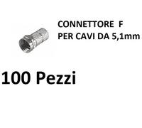 Connettore F Per Cavi Coassiali da 5,1mm confezione da 100 pezzi