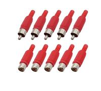 Connettore for cavo audio/video con spina maschio RCA/presa femmina, tipo saldabile, in plastica nera e rossa, 10 pezzi/lotto(Red 5Male 5Female)