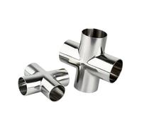 Connettore for tubi a 4 vie con saldatura a croce sanitaria da 19 mm a 102 mm di diametro esterno in acciaio inossidabile SS304, divisore for birra fatta in casa e vino(19MM,314)