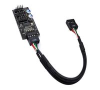 Connettore hub USB da 9 pin Cavo da 1 a 3 splitter USB 2.0 for raffreddamento ad acqua Test di velocità della ventola LED RGB Nero