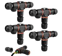Connettore Impermeabile IP68,4 Pcs Connettore Per Cavo Esterno,Connettore A T A Tenuta Stagna,Connettore Per Cavi Impermeabile A 3 Poli Per Illuminazione Da Giardino,Esterni,Interrati