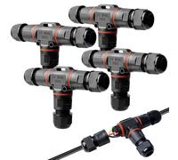 Connettore Impermeabile IP68,4 Pcs Connettore Per Cavo Esterno,Connettore Per Cavi Impermeabile A 3 Poli,Connettore A T A Tenuta Stagna Per Illuminazione Da Giardino,Esterni,Interrati