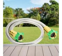 Connettore in acciaio inox per tubo flessibile da giardino per avvolgitubo con design a doppia interfaccia femmina (1,8 m)