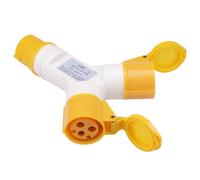 Connettore Industriale Giallo Splitter 2 Vie 16A 110V 2P+E IP44