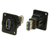 Connettore Passante Da Pannello USB 3.0 A A USB 3.0 A, Metallo Nero - CLIFF E