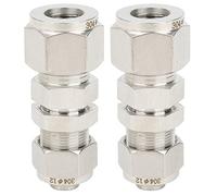 Connettore passaparete Ghiera Raccordo a compressione Set da 2 pezzi Diritto Design 2 Touch Acciaio inossidabile 304 per conversione da tubo rigido a tubo flessibile Dimensioni di (F12*10)