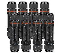 Connettore per cavi impermeabile IP68, manicotto di collegamento per cavo da terra, scatola di collegamento a 3 poli per diametro cavo 3-12 mm, scatola di derivazione esterna impermeabile, 8 pezzi