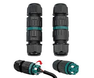 Connettore per cavi impermeabile IP68 per diametro cavo Ø 9 - 14 mm, cavo terra a 5 poli, scatola di giunzione esterna, colore nero, per giardino, esterno, pavimento, tetto (5 poli 2)