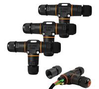 Connettore per cavo impermeabile IP68, 3 connettori per cavo a 3 pin, scatola di distribuzione a forma di T, manicotto di collegamento, impermeabile, per diametro del cavo da 3 a 12 mm