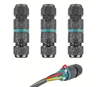 Connettore per cavo impermeabile, IP68, connettore per cavi a 5 poli per diametro 5-14 mm, manicotto di collegamento a terra, scatola di derivazione esterna impermeabile, 3 pezzi