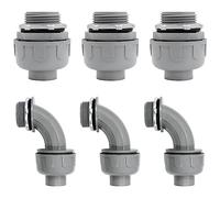 Connettore per condotto flessibile in PVC da 2,5 cm, connettore a tenuta stagna, 180 gradi e 90 gradi UL, raccordi per condotti elettrici non metallici (confezione da 6)