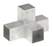Connettore per pali a forma di X per travi in legno da 81 x 81 mm, supporto per pali in metallo zincato per gazebo, elemento di collegamento per orticoltura