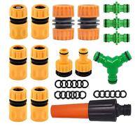 Connettore per Rubinetto da Giardino, Raccordo a Y Raccordo a Rubinetto 2 in 1 Prolunga da 1/2”, Connettore Waterstop, Raccordo per Tubi da Giardino Doppio Raccordo