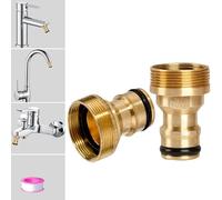 Connettore per tubo da giardino per interni, da femmina (22 mm) a maschio (24 mm), raccordo filettato in ottone, ideale per bagno e lavello della cucina