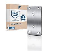 Connettore piatto Shinfly, 10 pezzi (40 mm x 80 mm) connettore piatto in acciaio inossidabile con 65 viti, ferro piatto in acciaio inossidabile forato, per mobili, sedia, tavolo, finestra