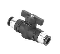 Connettore Pneumatico 2 Vie, Adattatore Valvola per Tubo Aria Compressa, Raccordo BUC-08, Plastica e Rame Nichelato, Nero, Autobloccante Veloce, 8mm