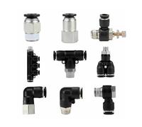 Connettore pneumatico ad aria PC/PCF/PB/PKB/PH/PL/PLF/PX/SL, filettatura 4 mm, 6 mm, 8/10 mm, 1/8, 1/4, 3/8 e 1/2, colore nero. (10-04 (10mm-1l2), PC)