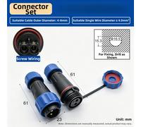 Connettore presa IP68 impermeabile LD16 maschio e per femmina coppia 250V 2 core