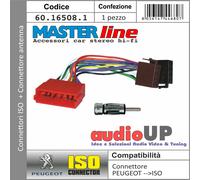 CONNETTORE RADIO PEUGEOT 309 DA ORIGINALE A ISO CON ADATTATORE ANTENNA BOSH.