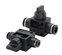 Connettore rapido pneumatico nero HVFF 4 6 8 10 12mmPU Connettore del tubo flessibile Valvola manuale Interruttore dello sterzo Valvola a sfera manuale(HVFF-10)