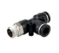 Connettore rapido pneumatico PD BSP1/4 1/2 1/8 3/8 Connettore a T con filettatura esterna laterale in ottone nero Tubo dell'aria in PU PD6-02 8-01 10-03 12-(PD4-01)