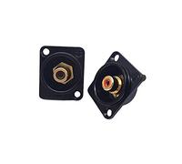 Connettore RCA, 2PCS Femmina RCA Montaggio a Pannello Presa da Pannello 86 Pannelli Placcato oro Nero/Argento Connettore Video Presa Femmina Rosso Nero Core (Black)