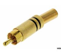 Connettore RCA Maschio, Colore: Nero con anello placcato oro, 10 pezzi