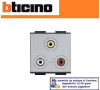 CONNETTORE RCA X 3 BTICINO LIVING TECH NT4283 GRIGIO.