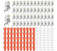 Connettore RJ45 Cat 7 Set di 50 connettori di rete CAT 7 spina RJ45 cavo di rete con scarico della trazione, connettori per cavo di installazione LAN CAT 7 Cat6A AWG23, manicotto antipiega arancione e