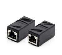 Connettore Rj45 Inline Coupler in Abs Nero 2 Pezzi per Cavo | Collegamento tra Due Cavi Rj45, Estensione Ethernet, Formato Venduto in Coppia per Casa e Ufficio