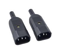Connettore spina cavo dritto IEC 16A 250V C13 C14 femmina maschio spina connettore di alimentazione ricablabile presa CA a 3 pin spina industriale BK(Male,2 pcs)