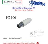 CONNETTORE SPINA FEMMINA TV COASSIALE 75 OHM PER ANTENNA TERRESTRE BUSTA 100 PZ