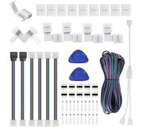 Connettore striscia LED 8mm 4 pin per 3528 2835 luci RGB Rope, 32.8ft/10M cavo di prolunga, L forma connettore d'angolo, connettore ponticelli senza saldatura per 5V 12V Multicolor striscia LED