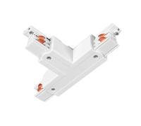 Connettore T destro bianco per binario LED a 4 vie, ideale per illuminazione flessibile e personalizzabile. Permette fino a 3 accensioni, perfetto per spazi moderni ed eleganti.