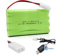 Connettore Tamiya batteria 9.6V 2000mAh AA CON USB per auto radiocomandate ba...