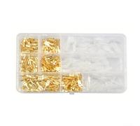 Connettore terminale a crimpare, 270 pezzi, femmina/maschio, in ottone placcato oro, per fili da 0,5 - 2,5 mm², crimpatura a freddo, cuciture rinforzate e design a benna a foro intero, cablaggio