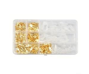 Connettore terminale a crimpare, 270 pezzi, femmina/maschio, in ottone placcato oro, per fili da 0,5 - 2,5 mm², crimpatura a freddo, cuciture rinforzate e design a benna a foro intero, cablaggio