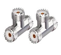 Connettore UHF Triple Tee UHF Femmina a Dual UHF Femmina Adattatore coassiale splitter a 3 vie PL259 SO239 Adattatore a forma di T per Ham Radio Antenna CB 2 pezzi