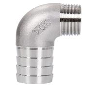 Connettori a gomito, 1/8" 1/4" 3/8" 1/2" 3/4" 1" 2" Maschio × 6mm 8 10 12 14 15-500mm Portagomma in acciaio inossidabile 304 Gomito(1l8 BSPT To 6mm)